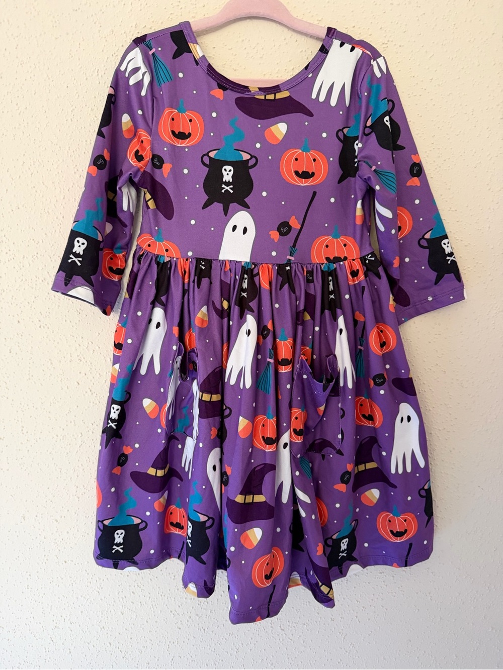 Mila & Rose Girl Toddler 4T No Tricks Just Treats 3/4 Sleeve Pocket Twirl Dress